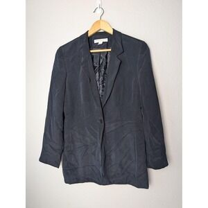 Josephine Chaus Blazer Womens 8 Blue Lined One Button Notch Lapel Jacket Career